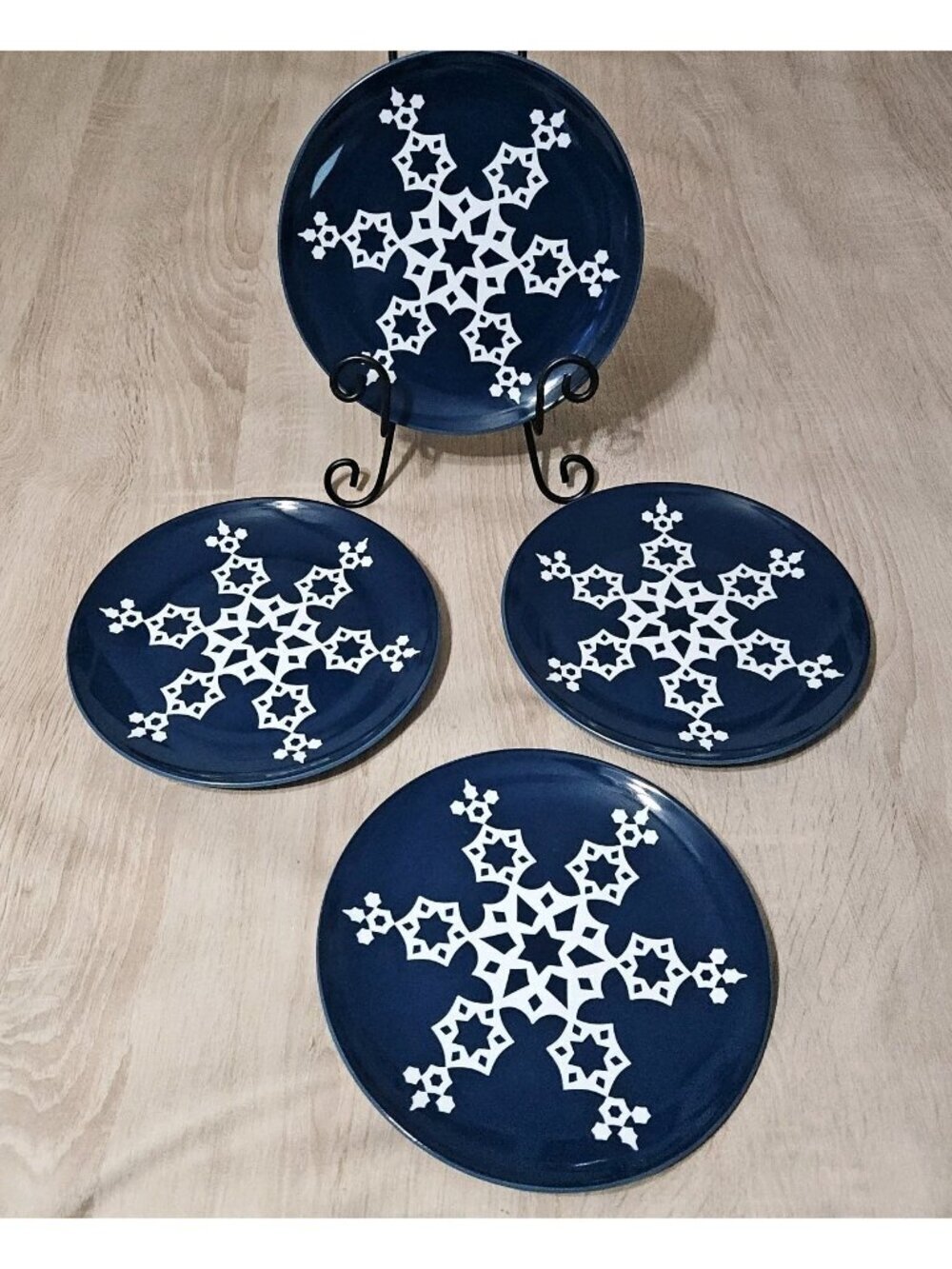 Noritake Colorwave Blue Snowflake Holiday Accent Salad Plates SET OF 4